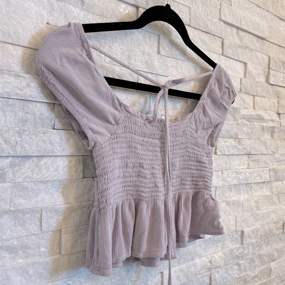 American Threads Lavender Peplum Crop Top - Picture 3 of 4